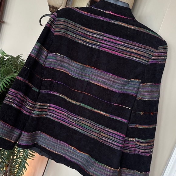 Vintage Sag Harbor Full Zip Multicolored Metallic Striped Suit Jacket Blazer - Picture 9 of 13